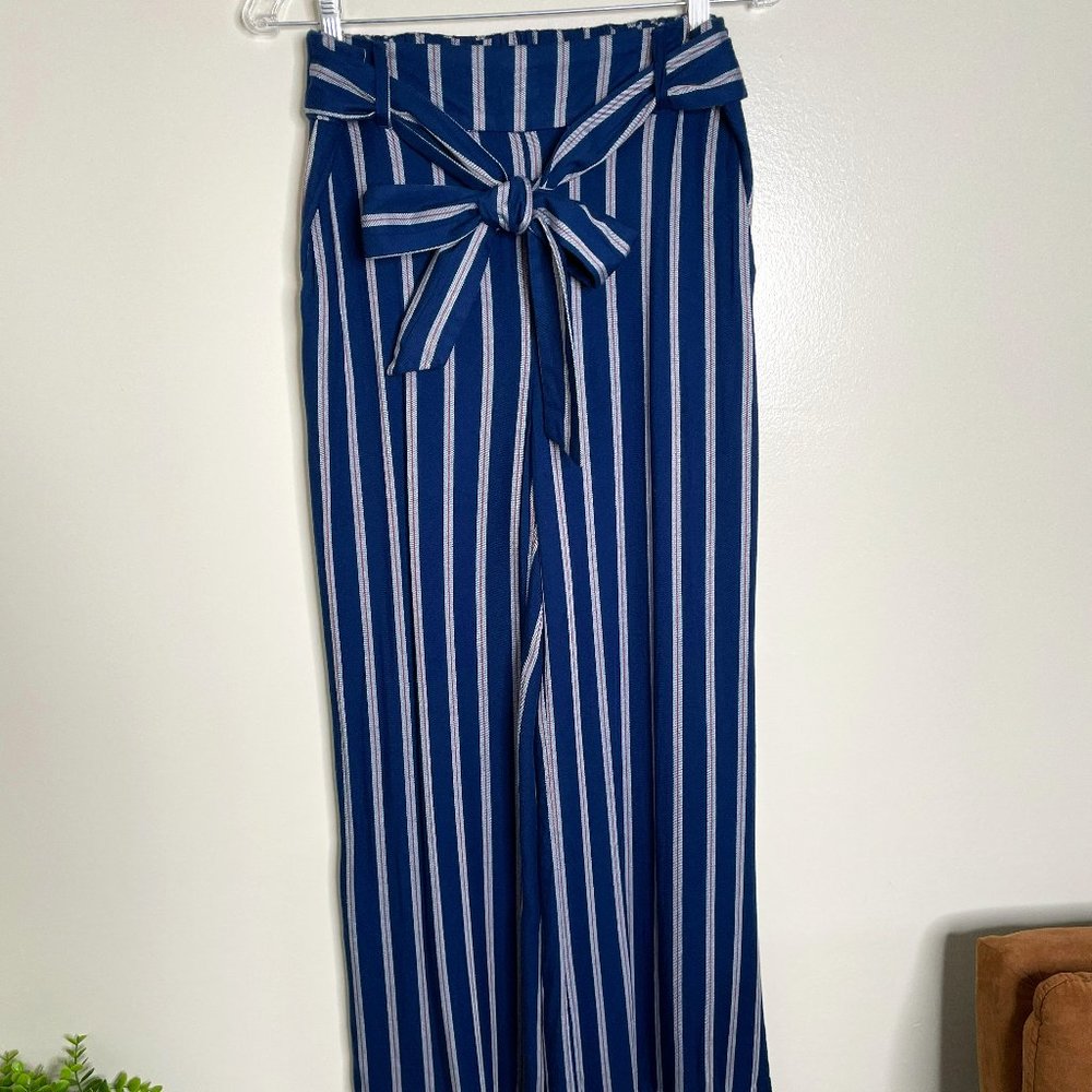 Banana Republic Striped Wide Leg Pants, Blue, Size 10